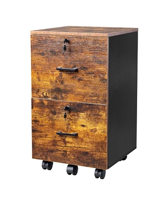 Slickblue 2-Drawer Rolling Wood File Cabinet with Lock