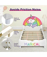 Children's Twin Size Upholstered Platform Bed – Single Bed Frame