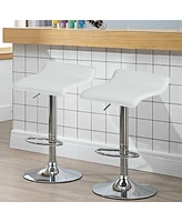 Gymax Set of 4 Swivel Bar Stool Pu Leather Adjustable Kitchen Counter Bar Chair White