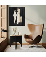 LuxenHome Modern Black and Brown Square Side and End Table