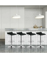 Gymax Set of 4 Swivel Bar Stool Pu Leather Adjustable Kitchen Counter Bar Chairs Black