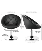Gymax Set of 2 Swivel Bar Stools Height Adjustable Round Tufted Back Bar Chairs