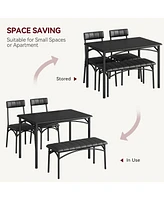 gaomon Dining Table Set for 4, Kitchen Table with Upholstered Bench and 2 Chairs, Kitchen Table and Chairs Set, for Small Space, Apartment, Home