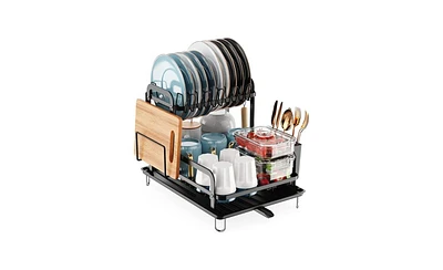 Slickblue 2-Tier Dish Drying Rack for Kitchen Dish Rack with Utensil Holder Bowl Rack Dish Rack