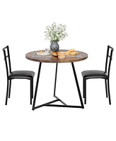 gaomon Dining Table Set for 2, Round Kitchen Table and Upholstered Chairs for 2, 3 Piece Dining Room Table Set, Kitchen Table Set for Small Space, Apa