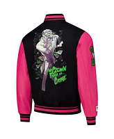 Freeze Max Men's Black/Pink Batman Joker Full-Zip Varsity Jacket