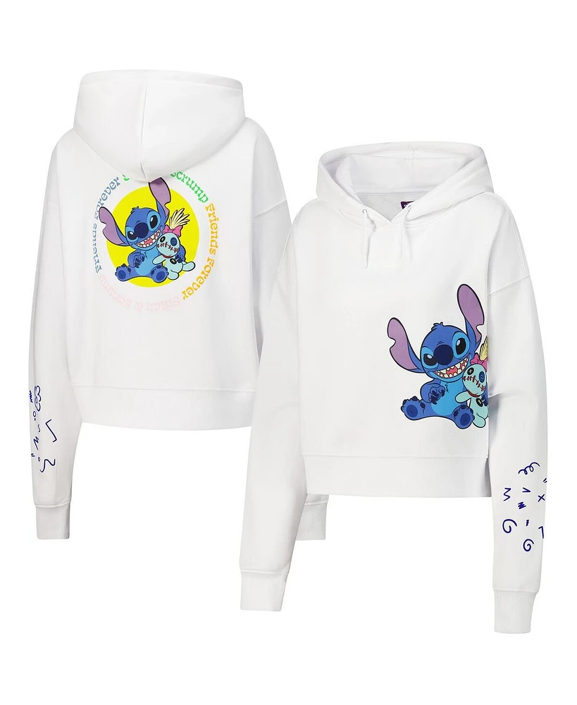 Freeze Max Women's White Lilo and Stitch Scrump Cropped Pullover Hoodie