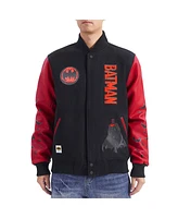 Freeze Max Men's Black/Red Batman Comics Signal Full-Zip Varsity Jacket