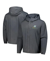 Dunbrooke Men's Graphite Miami Dolphins Tropic Waterproof Packable Full-Zip Hoodie Jacket