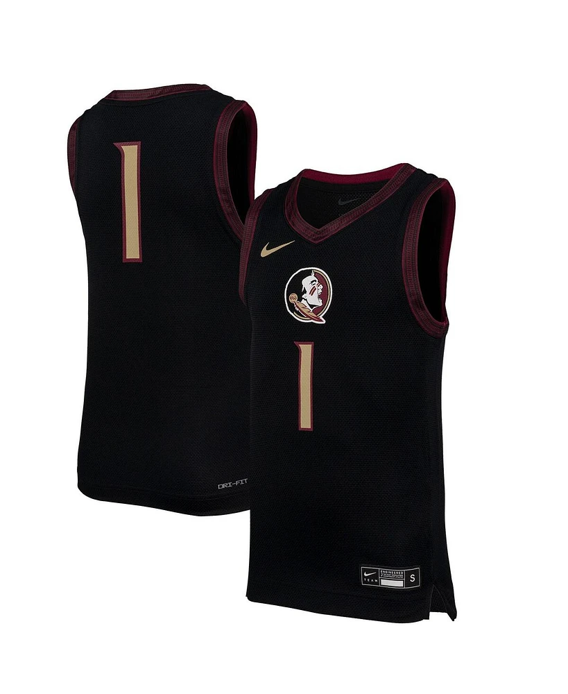 Nike Big Boys and Girls 1 Black Florida State Seminoles Replica Basketball Jersey