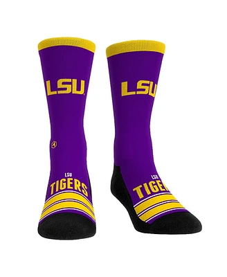 Rock 'Em Men's and Women's Lsu Tigers Gametime Stripe Crew Socks