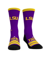 Rock 'Em Men's and Women's Lsu Tigers Gametime Stripe Crew Socks