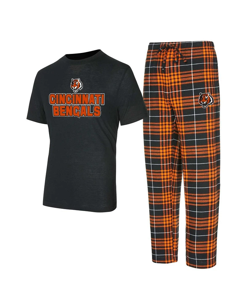 Concepts Sport Men's Black/Orange Cincinnati Bengals Vector T-Shirt Flannel Pants Sleep Set