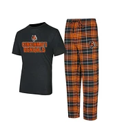 Concepts Sport Men's Black/Orange Cincinnati Bengals Vector T-Shirt Flannel Pants Sleep Set