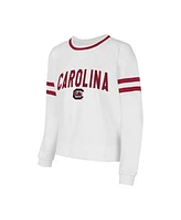 Concepts Sport Women's White South Carolina Gamecocks Borough French Terry Arch Over Long Sleeve T-Shirt