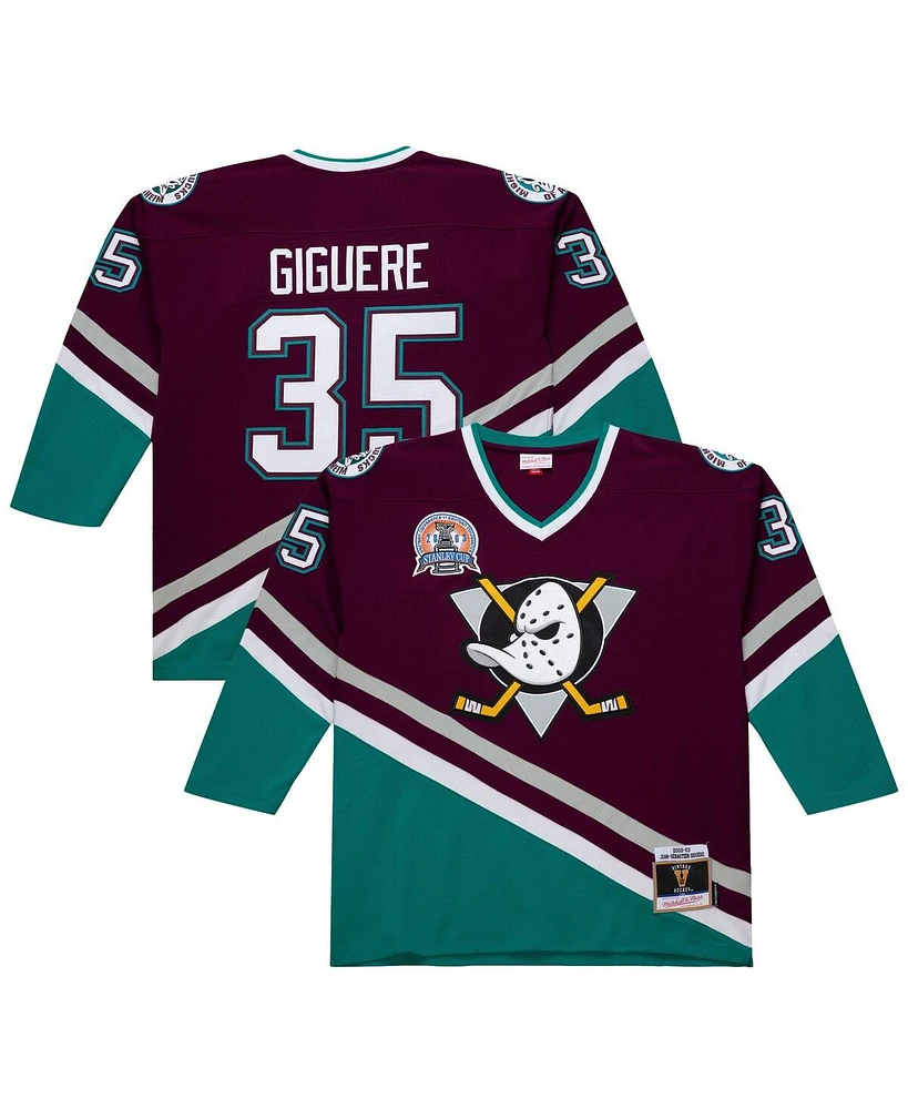 Mitchell & Ness Men's Jean-Sebastien Giguere Purple Anaheim Ducks 2002-03 Power Play Jersey