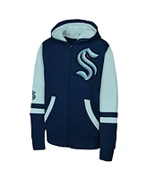 Outerstuff Big Boys and Girls Navy Seattle Kraken Face Off Full-Zip Hoodie