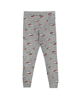 Outerstuff Big Boys and Girls Denver Broncos Long Sleeve T-Shirt and Pants Sleep Set