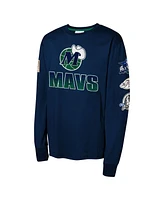 Mitchell & Ness Big Boys and Girls Navy Dallas Mavericks Hardwood Classics All Over Long Sleeve T-Shirt