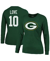 Majestic Women's Jordan Love Green Bay Packers Name Number Long Sleeve T-Shirt