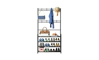 Slickblue Freestanding Hall Tree with Coat Rack, Shoe Storage