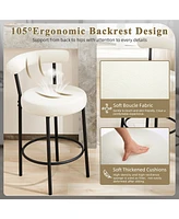 Dyhome Bar Stools Set of 2, 28 Inches Modern Counter Height Bar Stools with Curved Back Metal Legs, Upholstered Tall Barstools for Kitchen Island, Caf