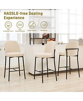 Dyhome Bar Stools Set of 3, 28 Inches Modern Counter Height with High Back Metal Legs, Upholstered Tall Barstools for Kitchen Island, Cafe,