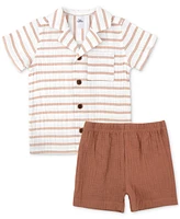 Baby Essentials Boys 2-Pc. Striped Shirt & Shorts Set