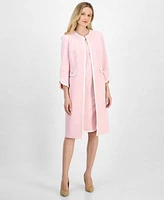 Kasper Womens Sheath Dress Long Stretch Crepe Jacket