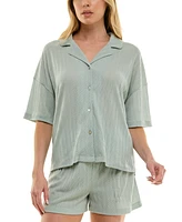 Roudelain Women's Knitted Gauze Short Pajama Set