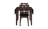 3-Piece Wood Drop Leaf Breakfast Nook Dining Table Set with 2 X-back Chairs for Small Places