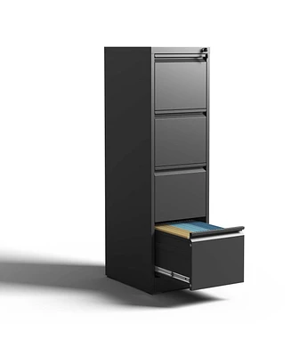 Slickblue 4 Drawer Metal Vertical File Cabinet with Lock Office Home Steel Vertical File Cabinet