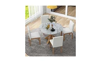 Slickblue 5-Piece Farmhouse Style Dining Table Set with Chairs for Elegant and Rustic Dining Experience