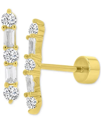 Mixed Cubic Zirconia Bar Stud Earrings (5/8 ct. t.w.) in 14k Gold-Plated Sterling Silver