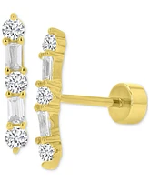 Mixed Cubic Zirconia Bar Stud Earrings (5/8 ct. t.w.) in 14k Gold-Plated Sterling Silver