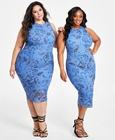 Nina Parker Trendy Plus Printed Mesh Midi Dress