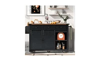 Slickblue Farmhouse Kitchen Island with Power Outlet for Rustic Style and Functional Convenience