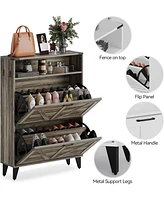 gaomon Shoe Cabinet with 2 Flip Drawers Hidden Wood Shoe Cabinet Freestanding Shoe Storage Cabinet Farmhouse Shoe Cabinet Storage Slim Shoe Cabinet fo