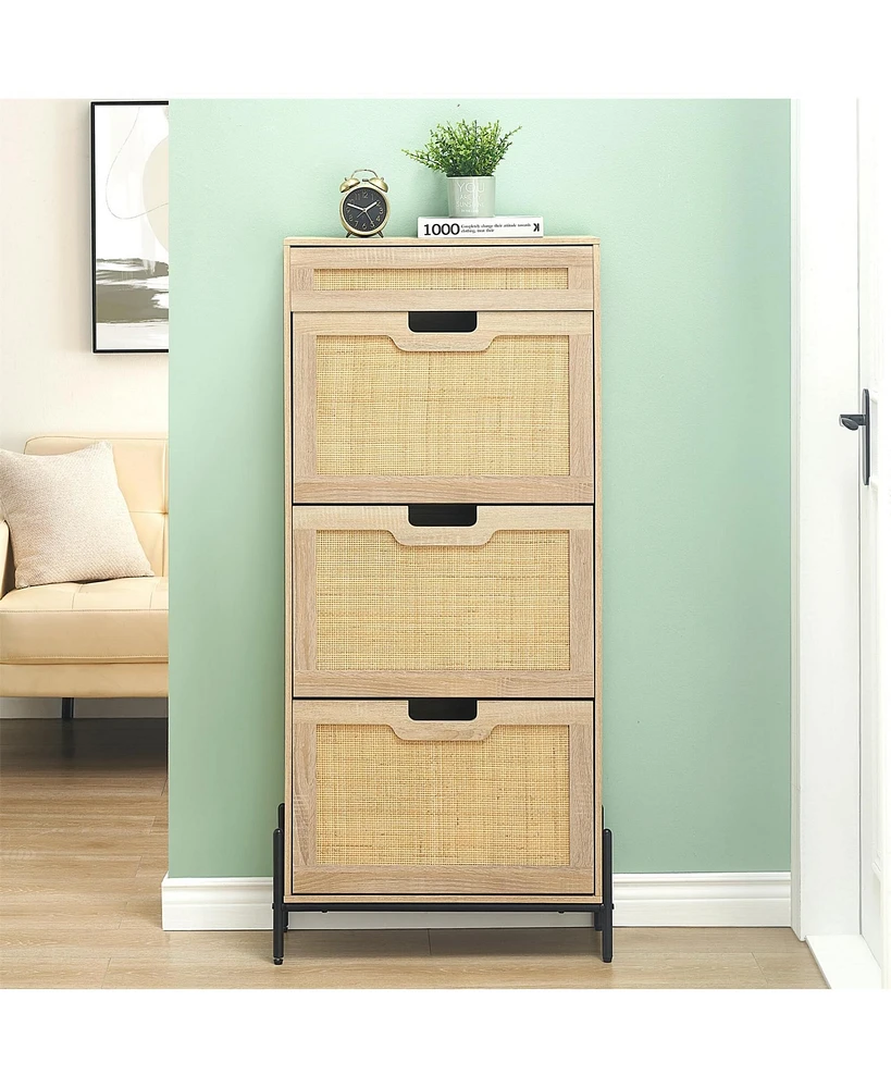 gaomon Rattan Shoe Storage Cabinet