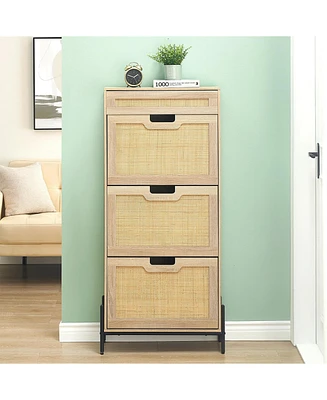 gaomon Rattan Shoe Storage Cabinet