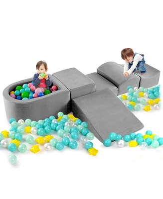 5PCS Climb and Crawl Playset with Ball Pit for Kids Zippers Playroom