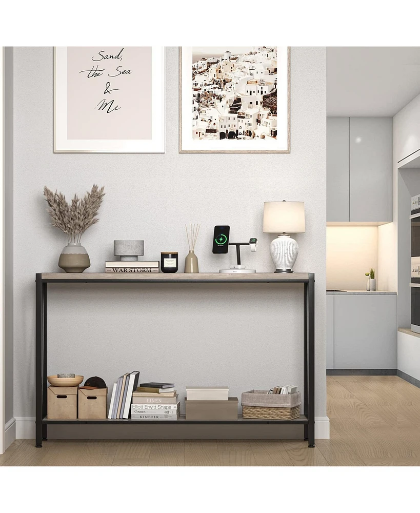 gaomon Side Table Entryway Table 2-Tier Console Table with Storage Narrow Sofa Table with V Design 43" Industrial Console Table for Hallway Entryway L