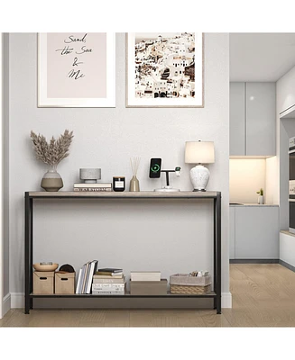 gaomon Side Table Entryway Table 2-Tier Console Table with Storage Narrow Sofa Table with V Design 43" Industrial Console Table for Hallway Entryway L