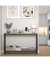 gaomon Side Table Entryway Table 2-Tier Console Table with Storage Narrow Sofa Table with V Design 43" Industrial Console Table for Hallway Entryway L