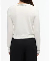 Ellen Tracy Women s Knit Cardigan with Contrast Stitch Detail
