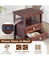 Slickblue Nightstand End Side Table with 2 Drawers for Living Room, offering Stylish Storage and Organization