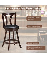 Gymax Set of Swivel Bar stool 24'' Counter Height Leather Padded Dining Kitchen Chair