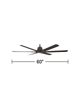 Casa Vieja 60" X-Force Farmhouse Rustic Indoor Outdoor Ceiling Fan 6 Blade Remote Control Emperial Bronze Finish Brown Blades Bedroom Patio Living Roo