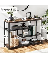 gaomon 39.4'' Narrow Sofa Table with 4 Tiers Storage Shelf Entryway Table Wood Console Table Thin Sofa Table Side Table Hallway Table for Living Room,