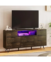gaomon 8 Drawer Dresser with Power Outlet & Led Light